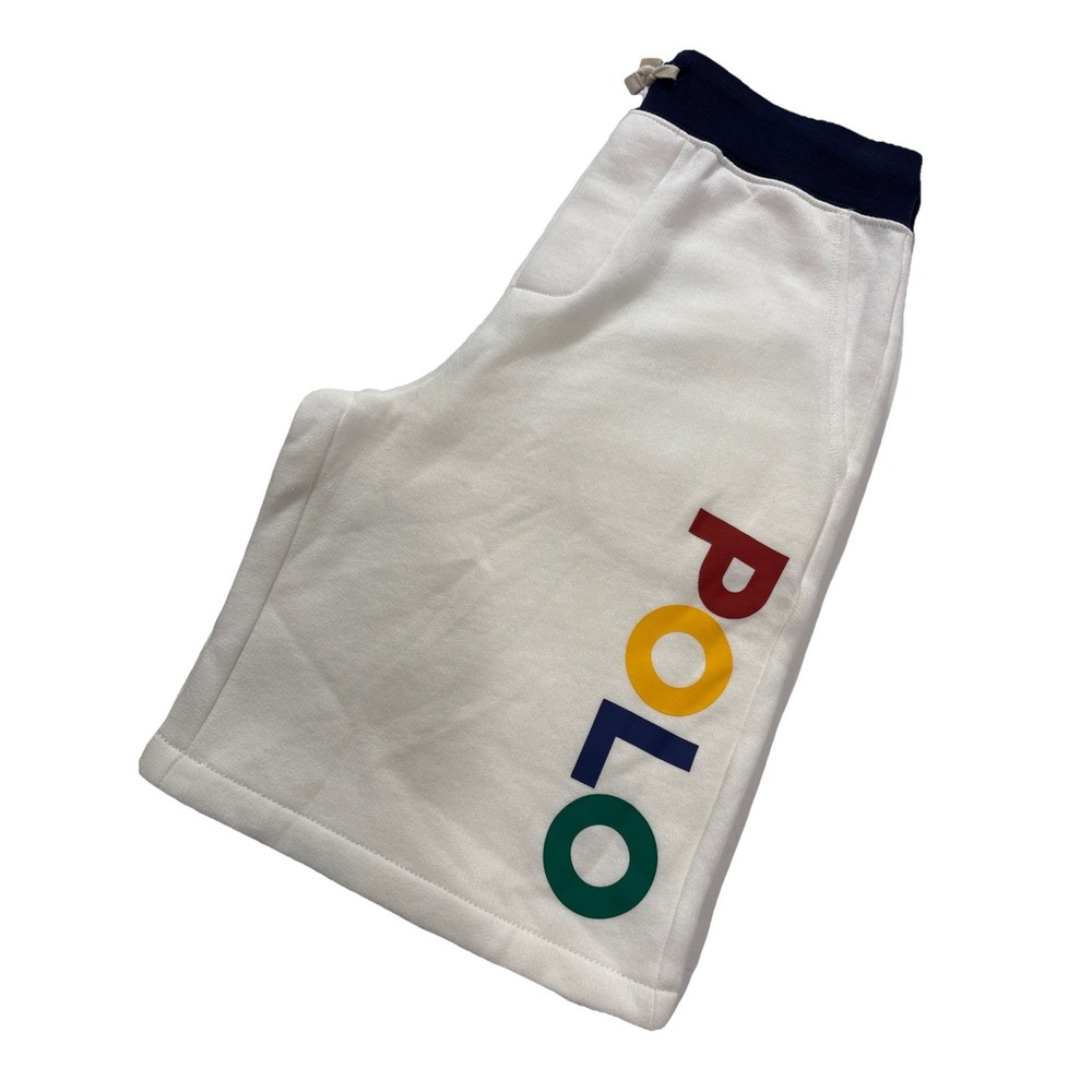 Polo Ralph Lauren Gym Shorts French Terry White Spellout Boy's‎ MEDIUM 10-12